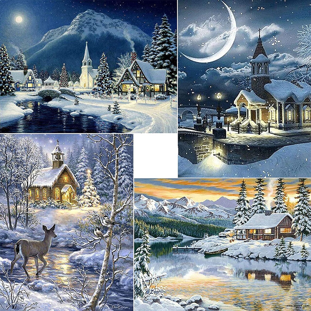 4 Pack Christmas Diamond Painting Kits for Adults Diamond Art Winter by  Number Kits Full Drill Crystal Rhinestone Gem Art for Holiday Gift, Home  Wall Decor 12X16 Inches